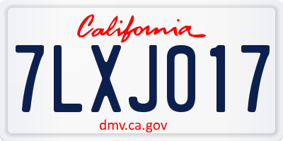 CA license plate 7LXJ017
