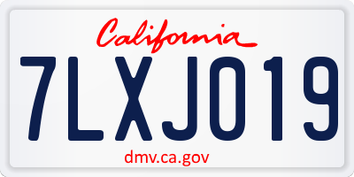 CA license plate 7LXJ019