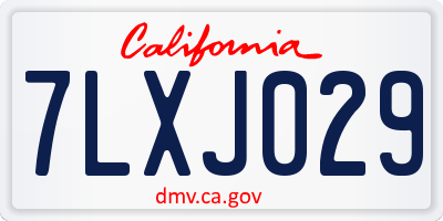 CA license plate 7LXJ029