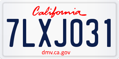 CA license plate 7LXJ031