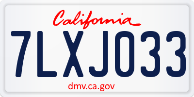 CA license plate 7LXJ033