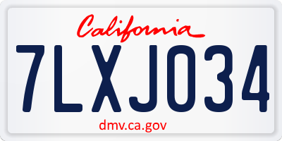 CA license plate 7LXJ034