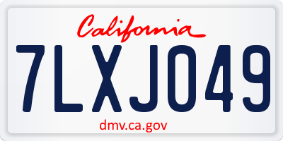 CA license plate 7LXJ049