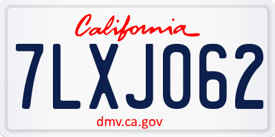 CA license plate 7LXJ062