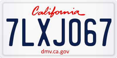 CA license plate 7LXJ067
