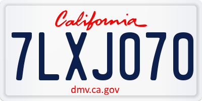 CA license plate 7LXJ070