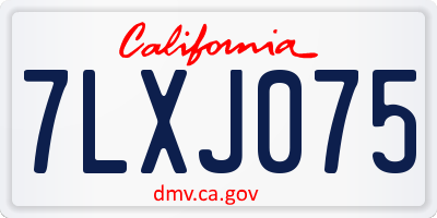 CA license plate 7LXJ075