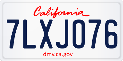 CA license plate 7LXJ076