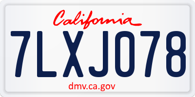 CA license plate 7LXJ078