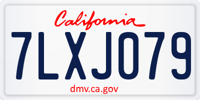 CA license plate 7LXJ079