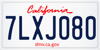 CA license plate 7LXJ080