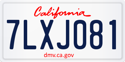 CA license plate 7LXJ081