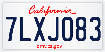 CA license plate 7LXJ083