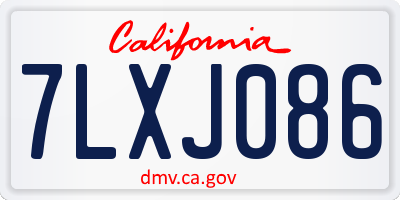CA license plate 7LXJ086