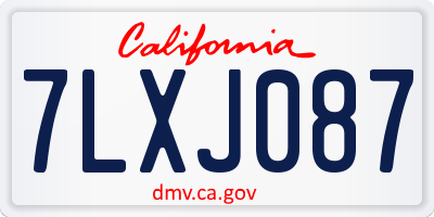 CA license plate 7LXJ087