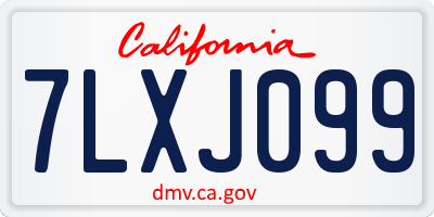 CA license plate 7LXJ099