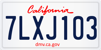 CA license plate 7LXJ103