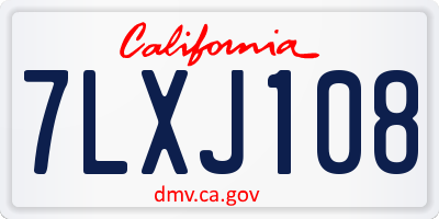 CA license plate 7LXJ108