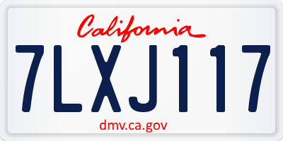 CA license plate 7LXJ117