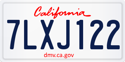 CA license plate 7LXJ122