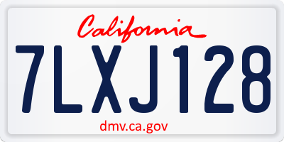 CA license plate 7LXJ128