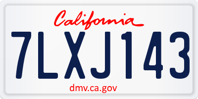 CA license plate 7LXJ143