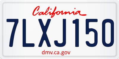 CA license plate 7LXJ150