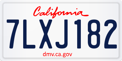 CA license plate 7LXJ182