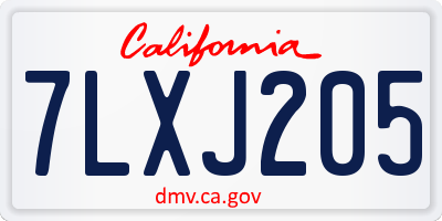 CA license plate 7LXJ205