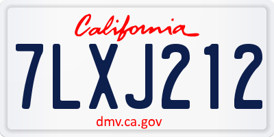 CA license plate 7LXJ212