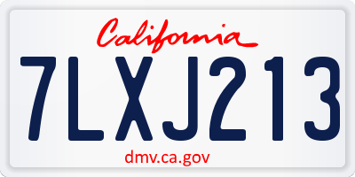 CA license plate 7LXJ213