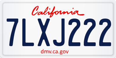 CA license plate 7LXJ222