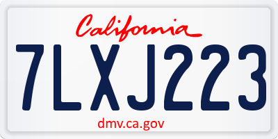 CA license plate 7LXJ223