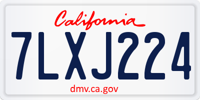 CA license plate 7LXJ224