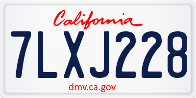 CA license plate 7LXJ228