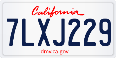 CA license plate 7LXJ229