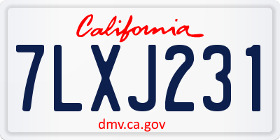 CA license plate 7LXJ231