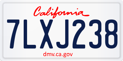CA license plate 7LXJ238