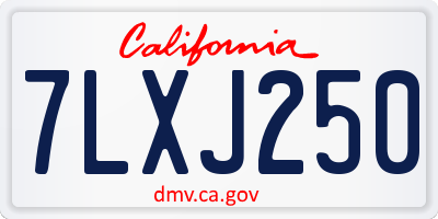CA license plate 7LXJ250
