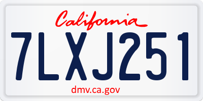 CA license plate 7LXJ251