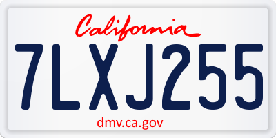 CA license plate 7LXJ255