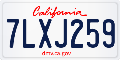 CA license plate 7LXJ259