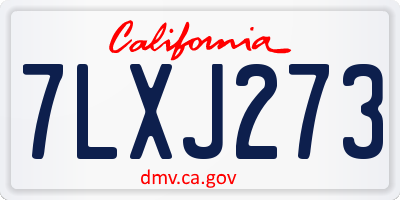 CA license plate 7LXJ273