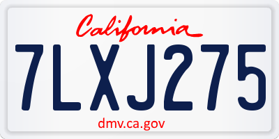 CA license plate 7LXJ275