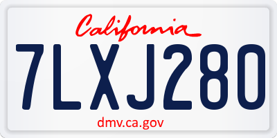 CA license plate 7LXJ280