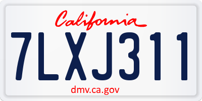 CA license plate 7LXJ311