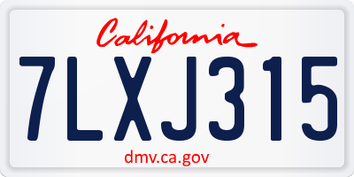 CA license plate 7LXJ315