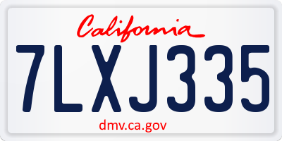 CA license plate 7LXJ335