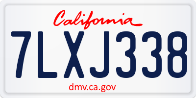 CA license plate 7LXJ338