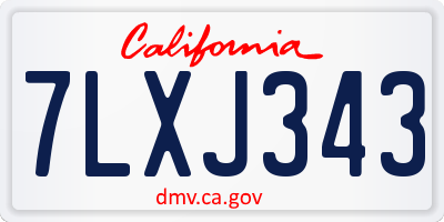 CA license plate 7LXJ343